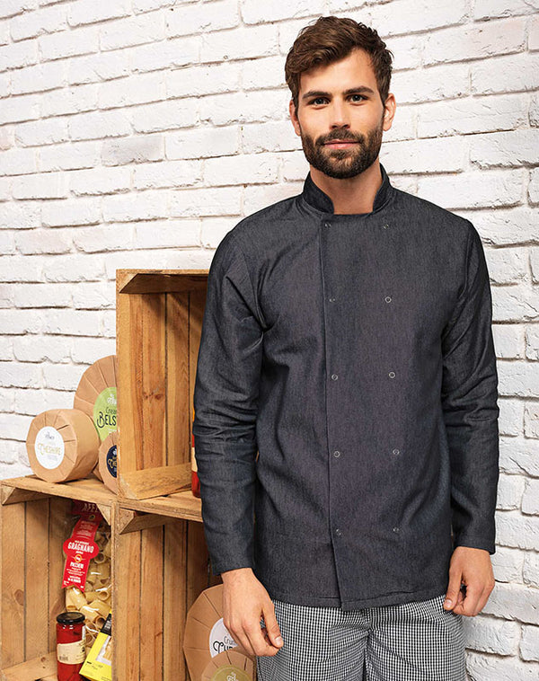 Chef wearing the Denim Chef's Jacket