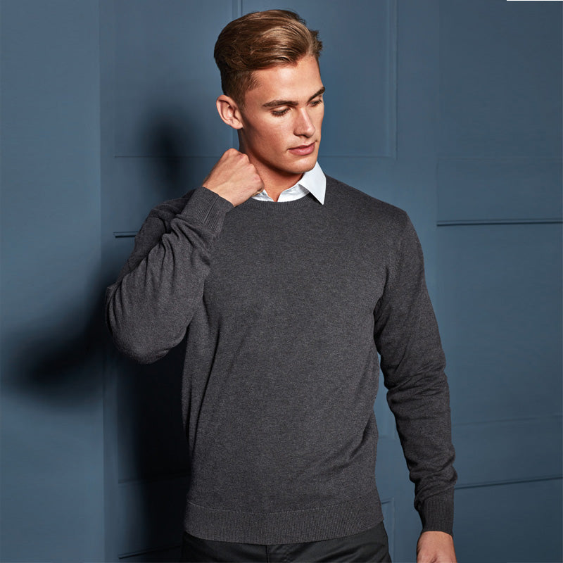 Crew Neck Cotton-Rich Knitted Sweater