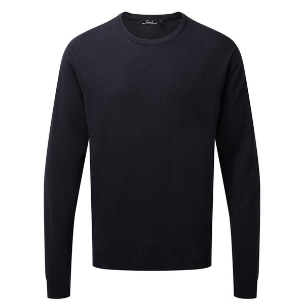 Crew Neck Cotton-Rich Knitted Sweater