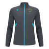 A photo of the Celbridge Tennis Club 'Raijin' Full Zip in colour Anthracite/Neon Sky with club crest on left chest. Front view.