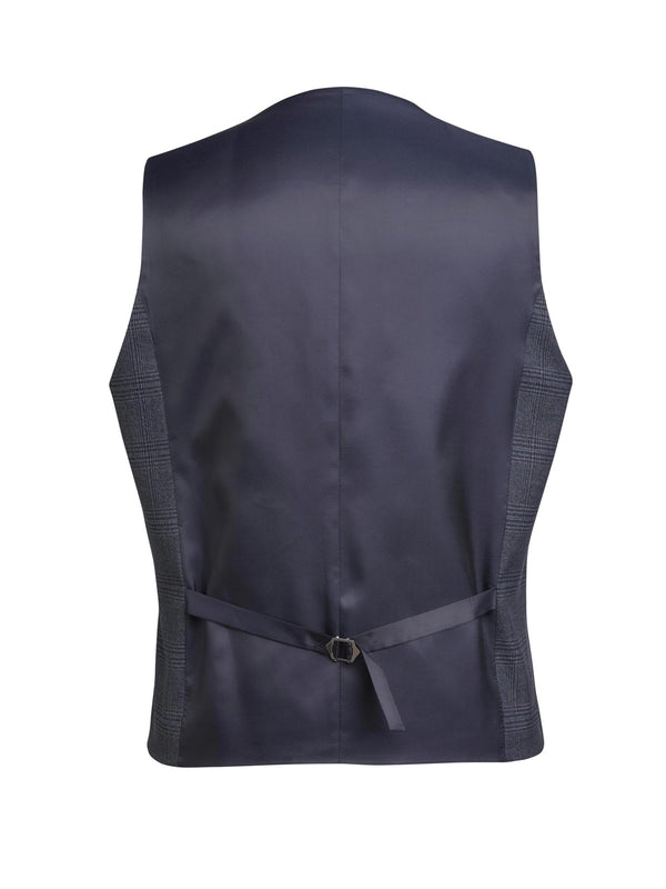 Brook Taverner 'Emilio' waistcoat in Navy/Check viewed from back