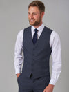 Model wearing Brook Taverner 'Emilio' waistcoat in Navy/Check