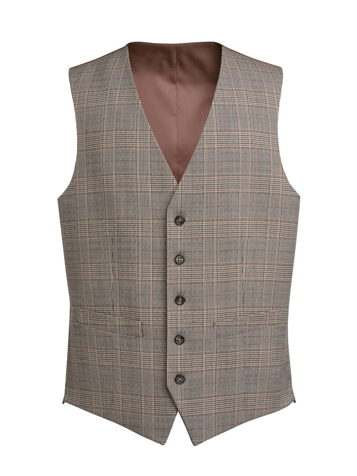 Brook Taverner 'Emilio' waistcoat in Navy/Check viewed from front