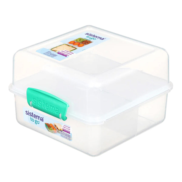 A photo of the Sistema 1.4L Lunch Cube TO GO, in clear, transparent.