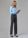 Model wearing Brook Taverner Miranda Parallel Leg Trouser in Charcoal