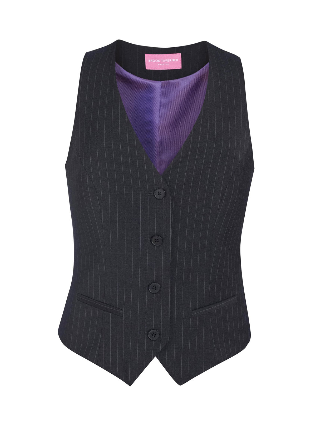 Brook Taverner Scapoli Ladies Waistcoat in Charcoal Pinstripe