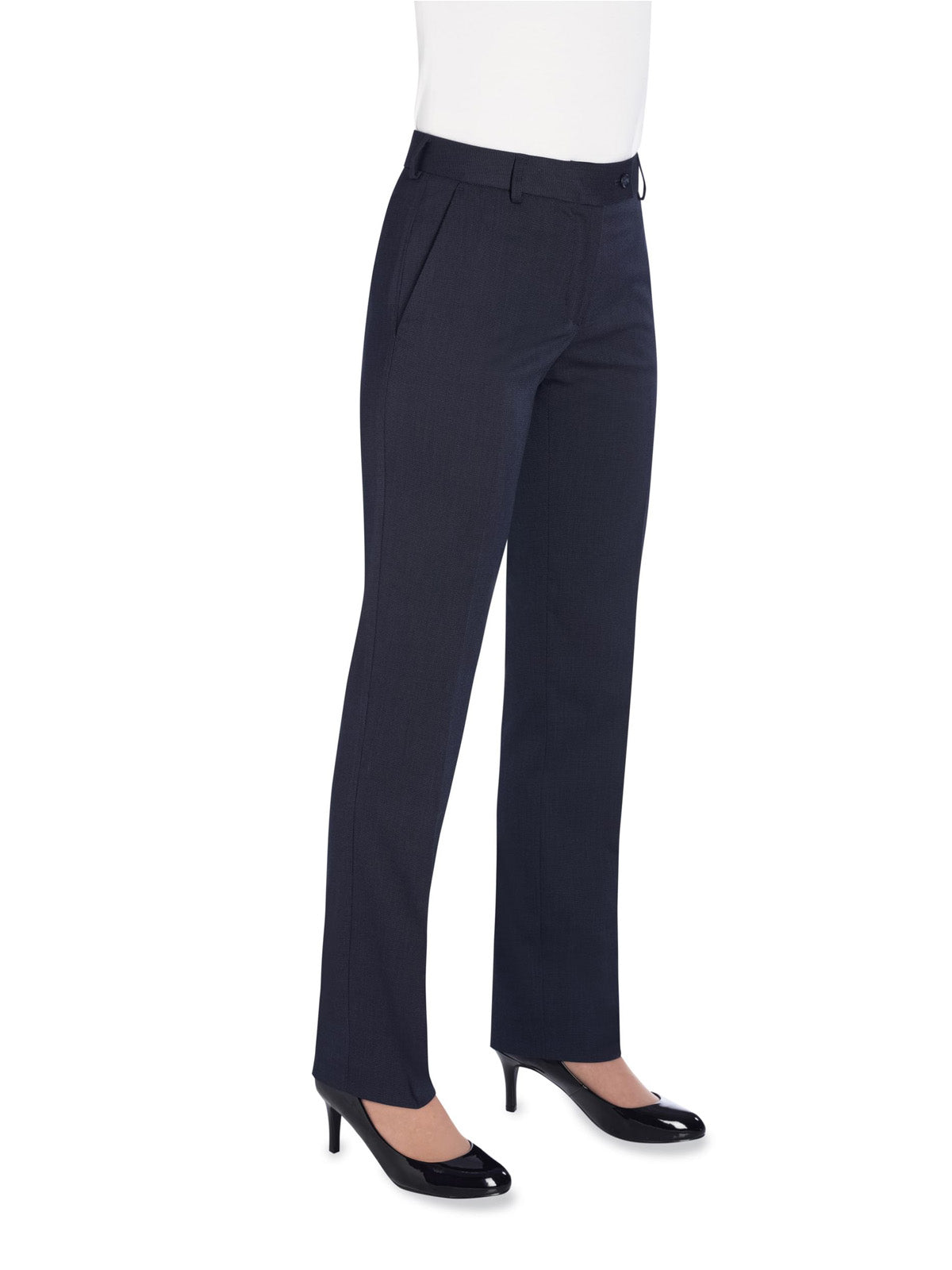 Brook Taverner Bianca Tailored Fit Trouser in  Navy Pindot