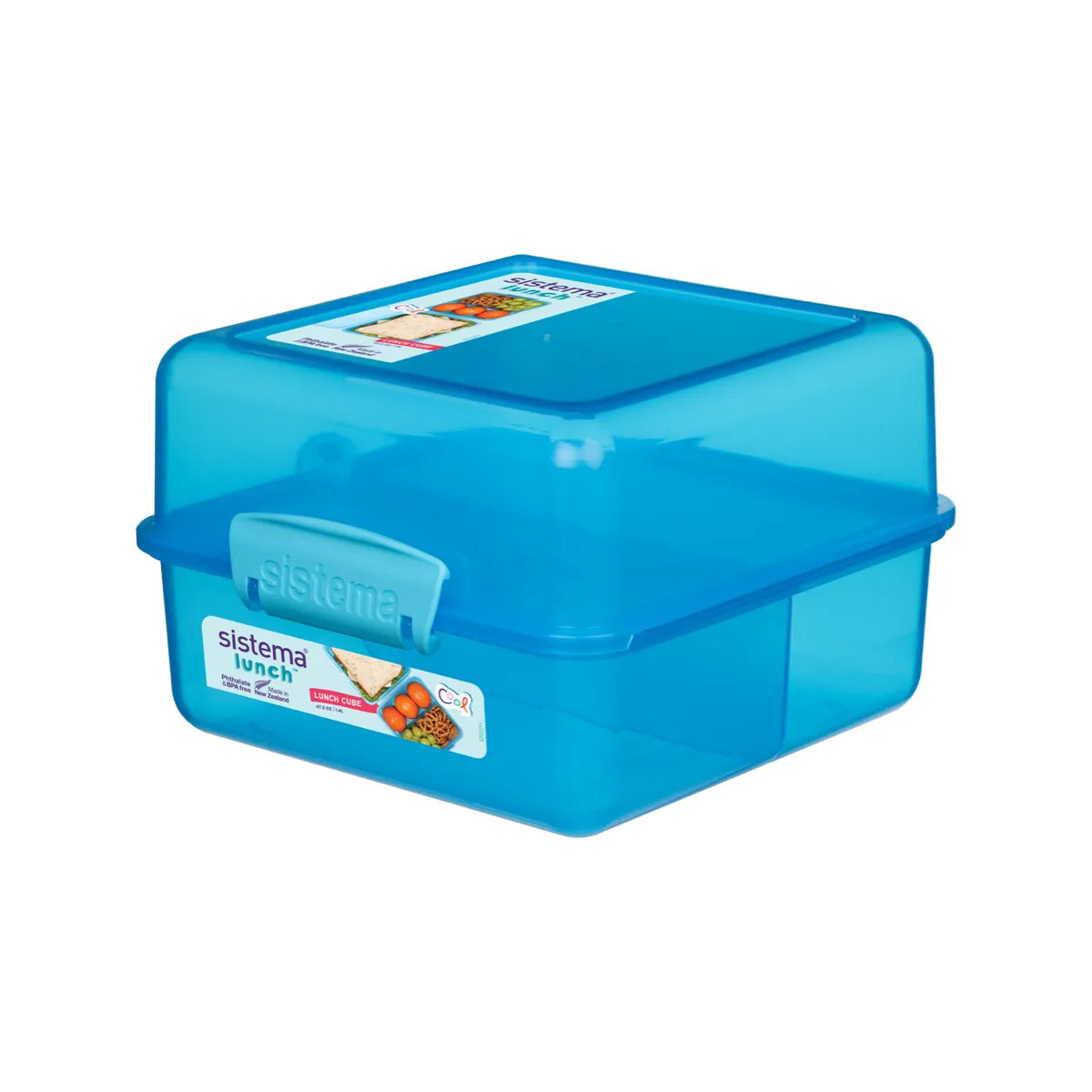 A photo of the Sistema 1.4L Lunch Cube in colour blue.