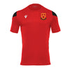 A photo of the CBC Monkstown Park T-Shirt in Red width school crest on left chest. Front view.
