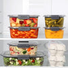 A photo of the Sistema 380ML Brilliance Food Storage Container stacked neatlsy in the fridge.