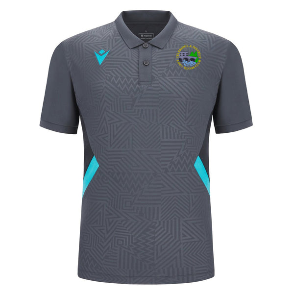 A photo of the Celbridge Tennis Club Mens Rap Polo Shirt in Anthracite with club crest on left chest.