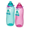 A photo of the Sistema 460ml Squeeze Bottle in Blue and Pink