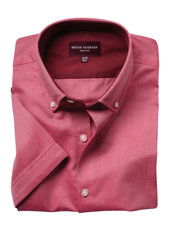 Brook Taverner Calgary Royal Oxford Short Sleeve Shirt in Red