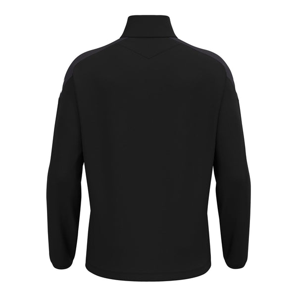 A photo of the CBC Monkstown Park Track Top in Black with school crest on left chest. Back view.