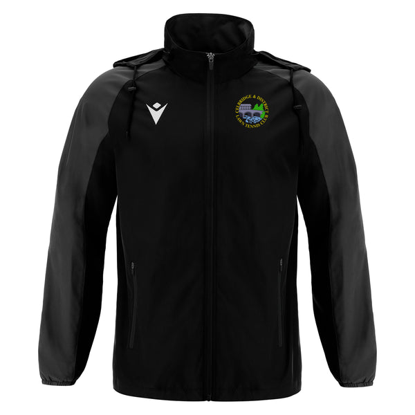 A photo of the Celbridge Tennis Club Elbrus Jacket in Black with embroidered left crest on left chest.