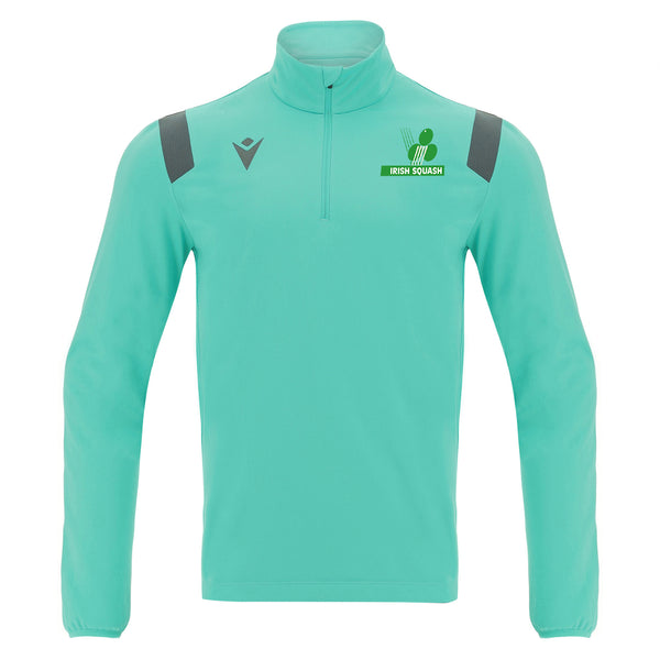 Photo of the Irish Squash 'Gange' 1/4 Zip Tracksuit Top in Turquoise, front-view