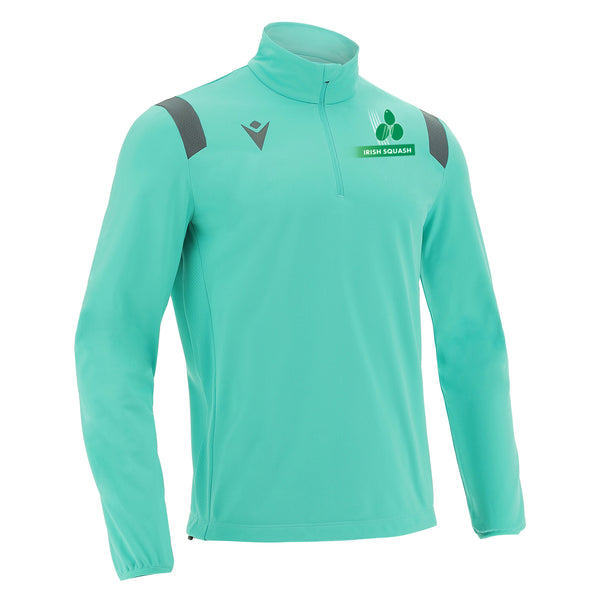 Photo of the Irish Squash 'Gange' 1/4 Zip Tracksuit Top in Turquoise, side-view