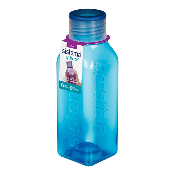 A photo of the Sistema 725ml Square Bottle in colour blue..