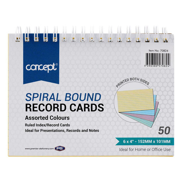 Concept Pkt. 50 Spiral Ruled Index Cards