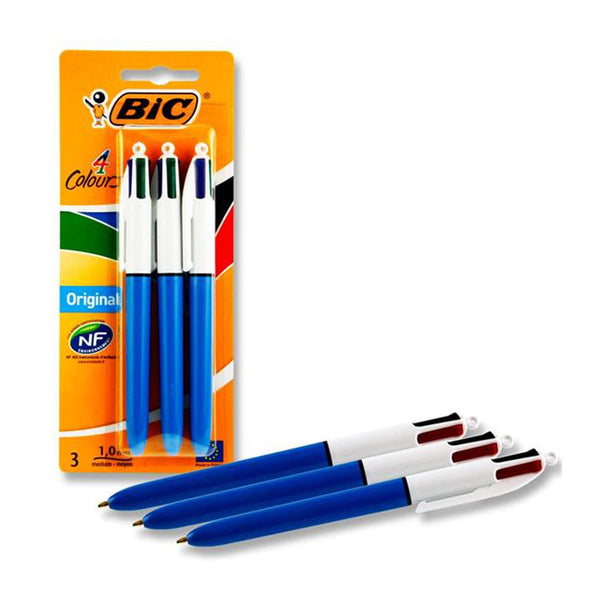 BIC Original 4 Colour Retractable Biros (3 Pack)