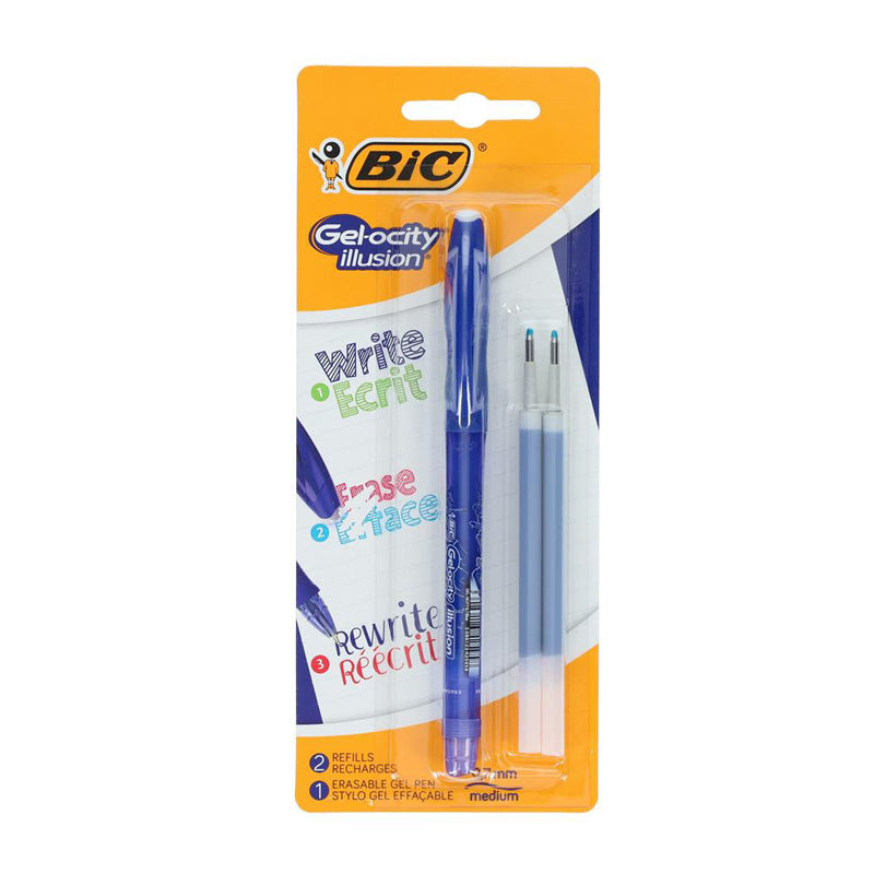 Bic Gelocity Illusion Erasable Gel Pen With Refills - Blue