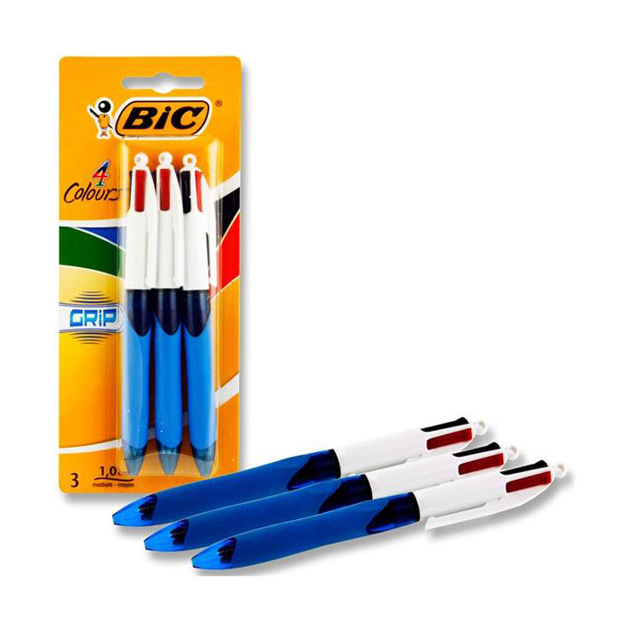 A photo of the BIC 4 Colour Ballpoint Pens Grip (3 Pack)