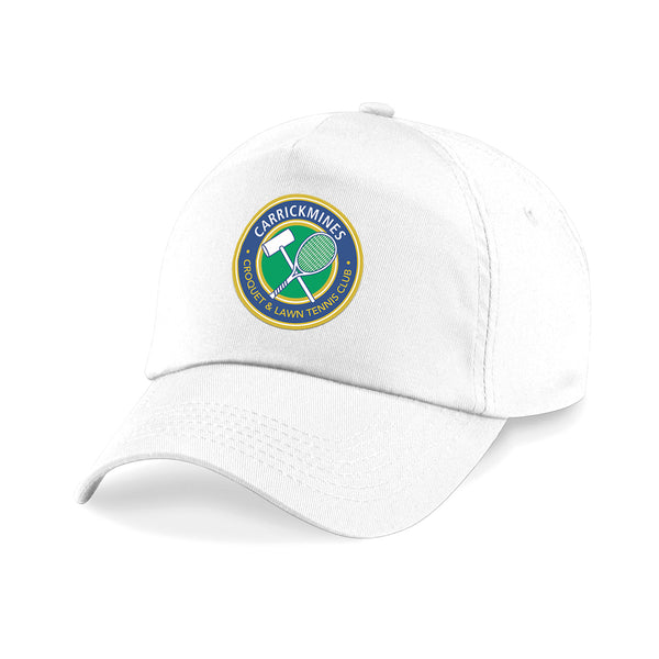 A photo of the Carrickmines CLTC Baseball Hat in White with embroidered club crest front center.