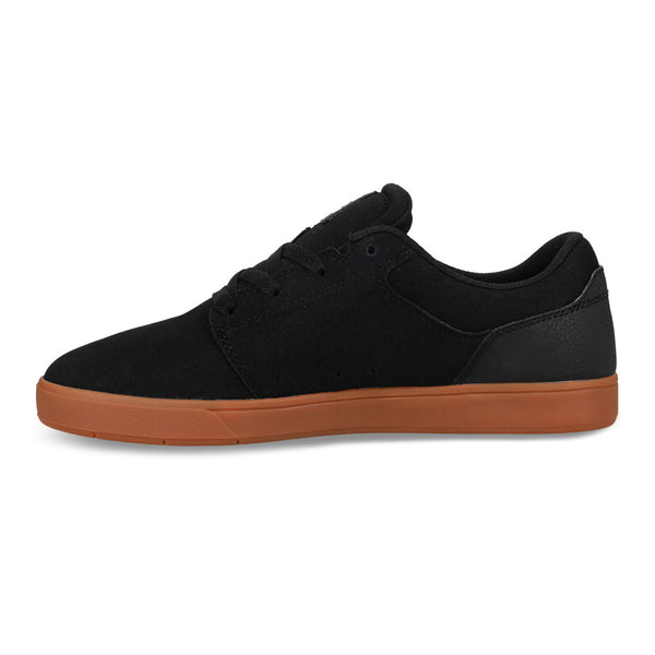 A photo of the DC Crisis 2 Mens Shoe in Black/Black, side/instep shot of the shoe