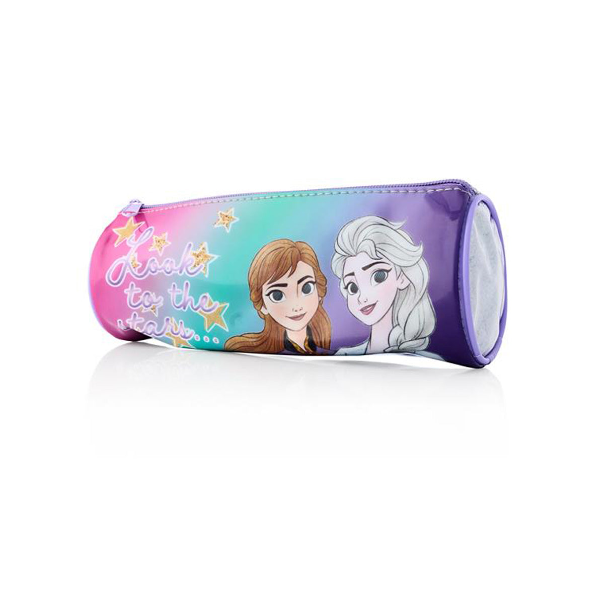 A photo of the Round Glitter Pencil Case - Frozen.