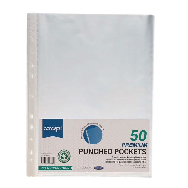 Concept Pkt50 A4 Punched Pockets