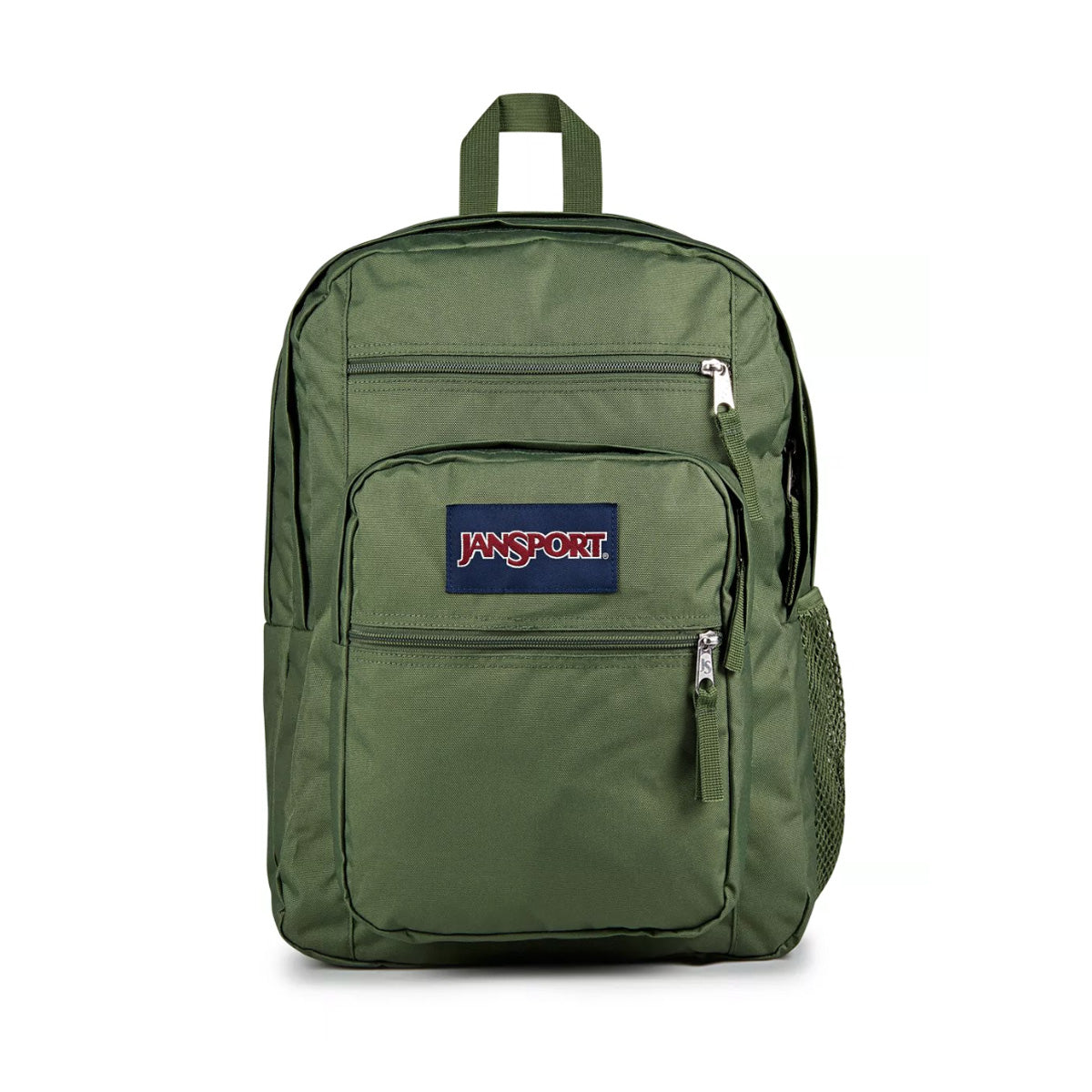 A front view photo of the JanSport Big Student Backpack in Cargo Green.
