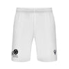 An image of the Loughrea Tennis Club Mens Elm Shorts in White photographed from the front with club crest on the right leg.