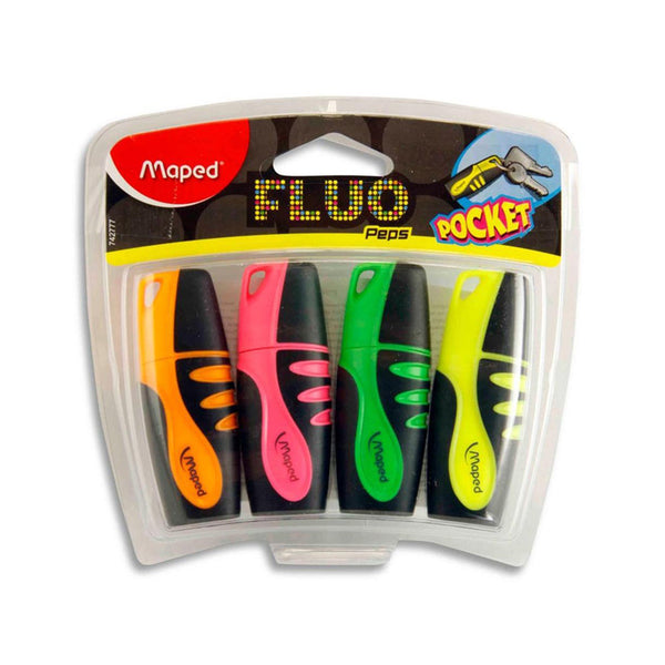 Maped Pkt.4 Mini Pocket Fluo'peps Highlighters