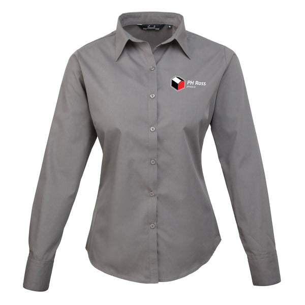 PH Ross Ladies Long Sleeve Poplin Blouse