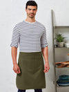 Photo of models wearing ‘Artisan’s Choice’ Double Pocket Canvas Apron in Olive