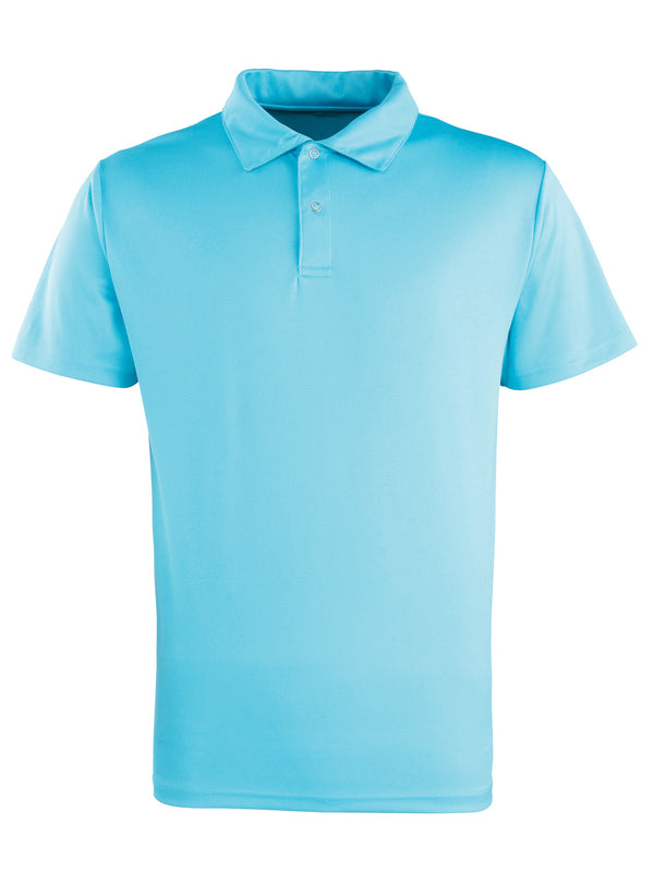 Photo of Premier Coolchecker Studded Polo in Turquoise, front view