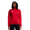 Photo of model wearing Canterbury Womens Club 1/4 Zip Mid Layer Training Top in Red, front view