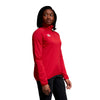 Photo of model wearing Canterbury Womens Club 1/4 Zip Mid Layer Training Top in Red, side view