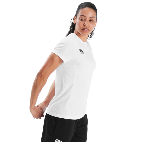 Model wearing Canterbury Canterbury Club Dry Tee Female in White, Side