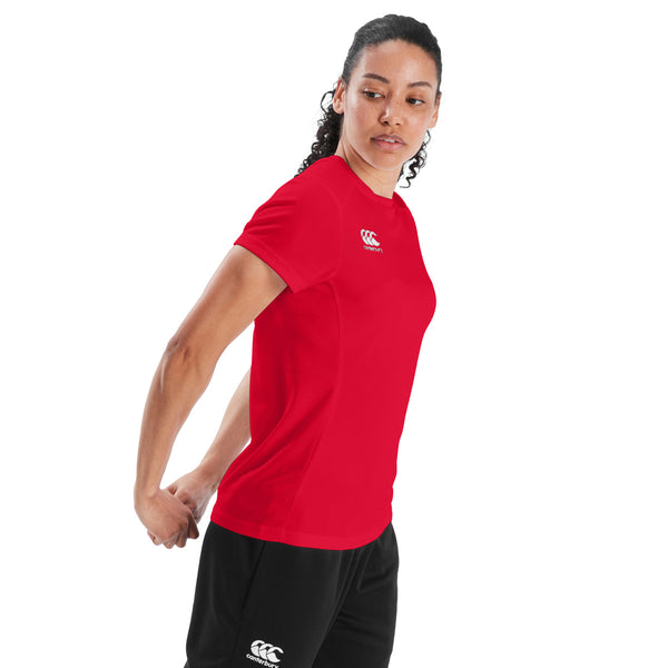 Model wearing Canterbury Canterbury Club Dry Tee Female in Red, side