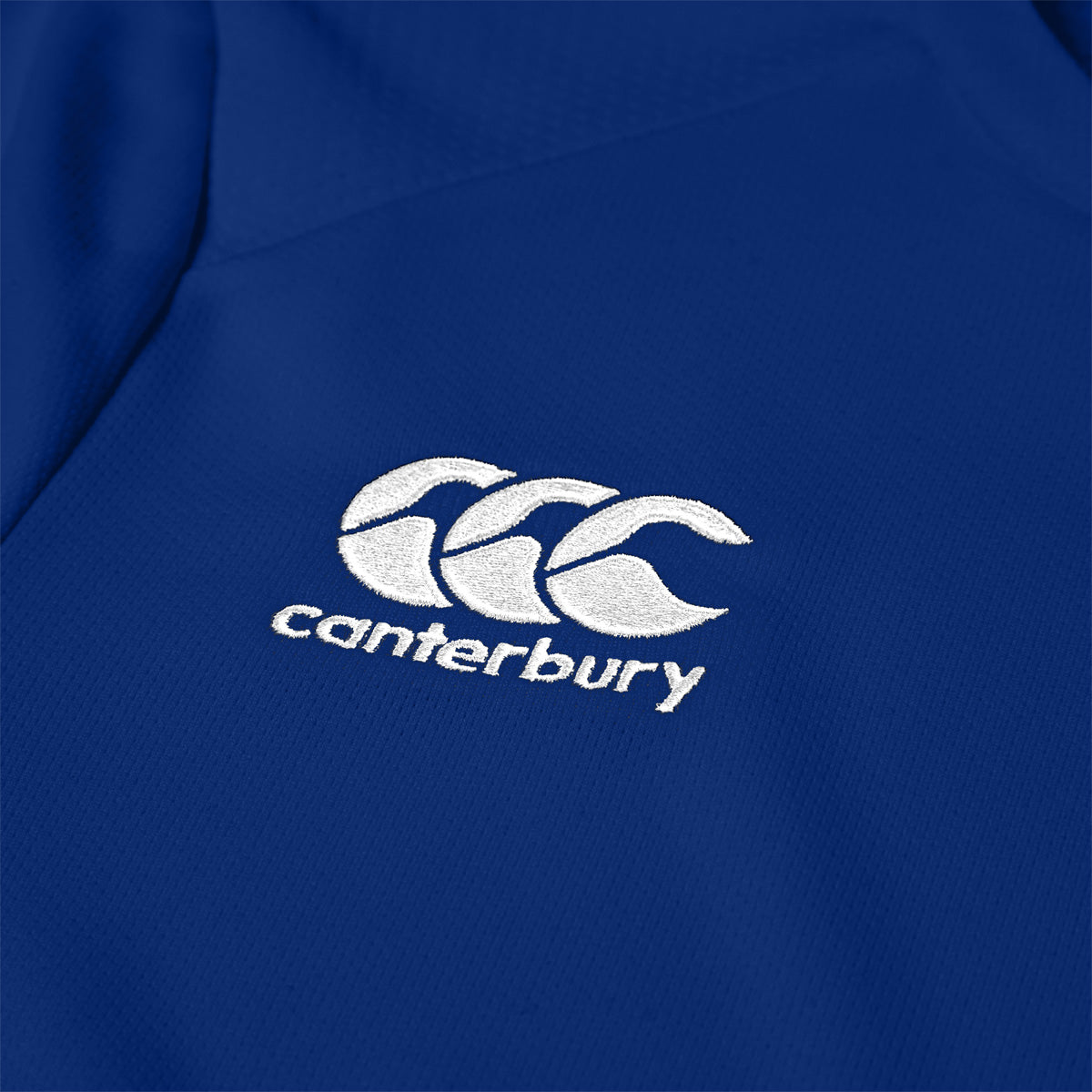 Canterbury Club Dry Tee Female in Royal, Canterbury CCC logo close up