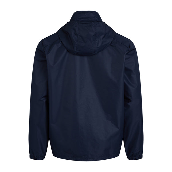 A photo of the Canterbury Club Vaposhield Full Zip Rain Jacket in Navy, back view