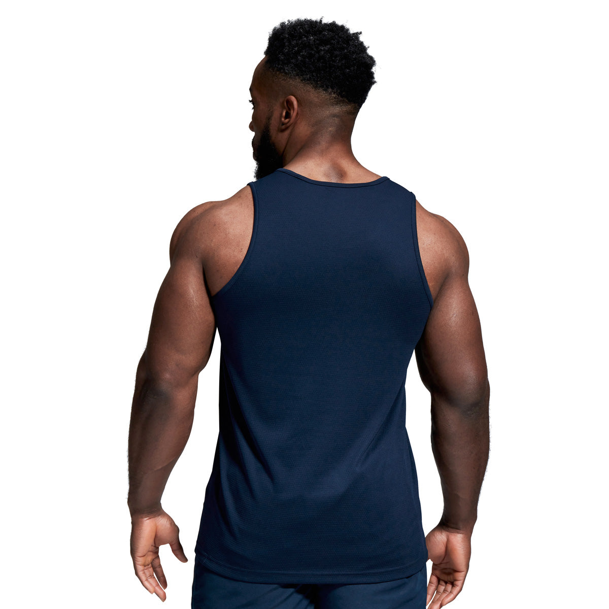 Photo of model from behind wearing Canterbury Club Dry Singlet in Navy