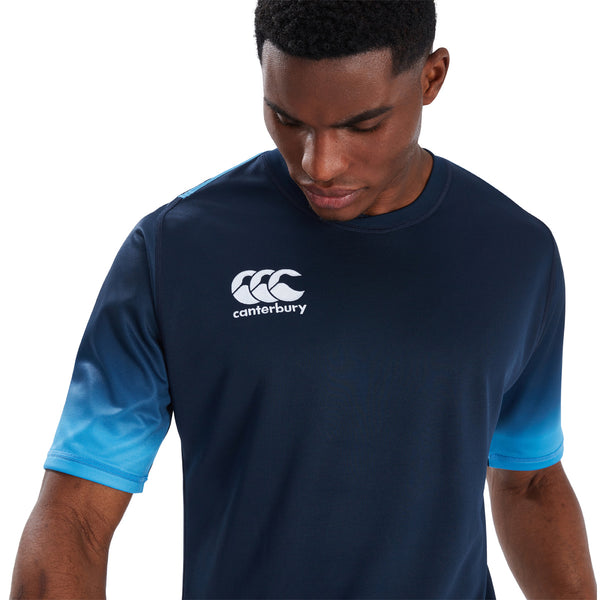 Model wearing Canterbury Accent Club Playing Jersey in Navy/Blue