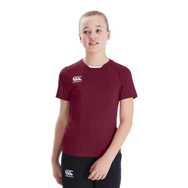 Photo of model wearing the Canterbury Club Dry Tee Junior in Maroon