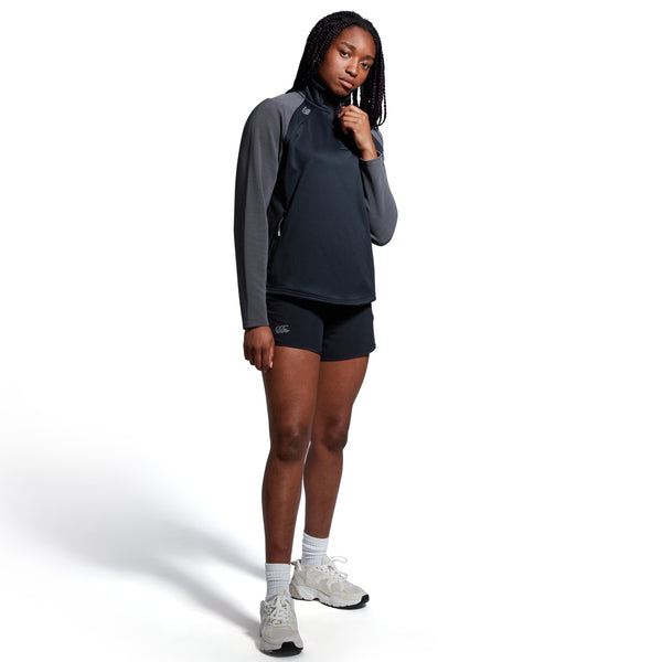 Photo of model wearing Canterbury Ladies Elite 1/4 Zip Top  front view