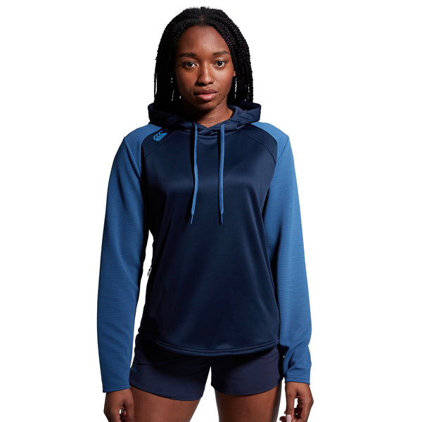 Photo of model wearing Canterbury Ladies Elite Training Hoody Navy, front view