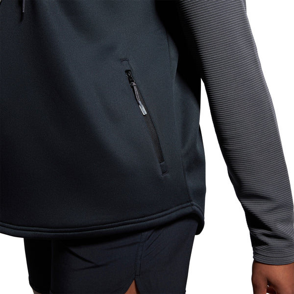 Photo of model wearing Canterbury Ladies Elite Training Hoody Black, side view close up