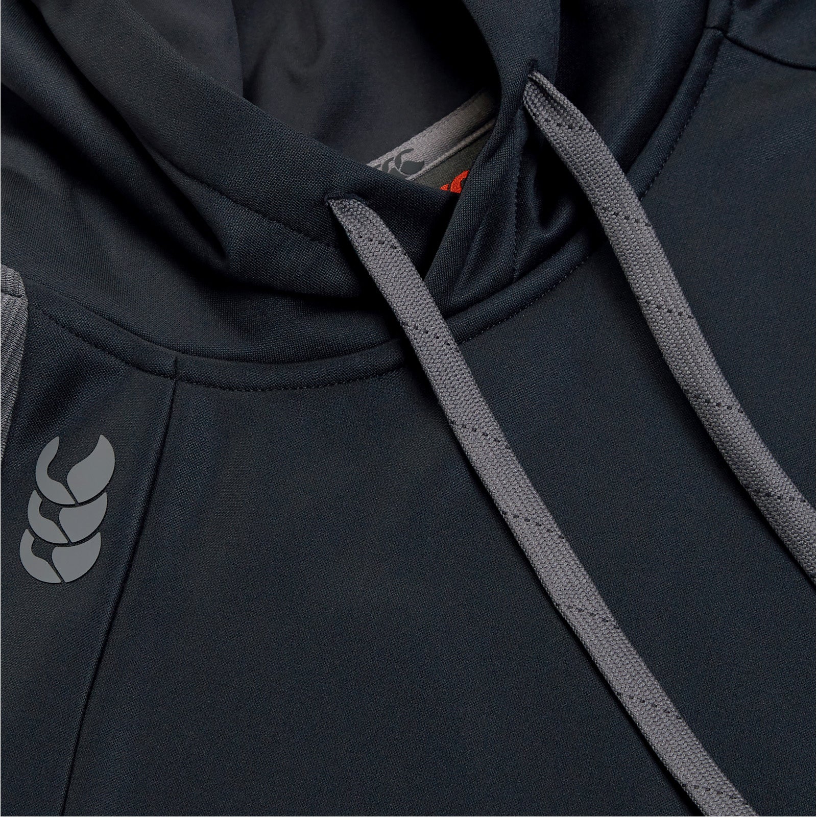 Photo of Canterbury Ladies Elite Training Hoody Black, close up of hood and laces