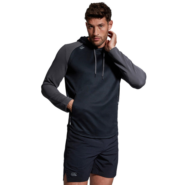 Photo of model wearing the Canterbury Elite Training Hoody Black, front view